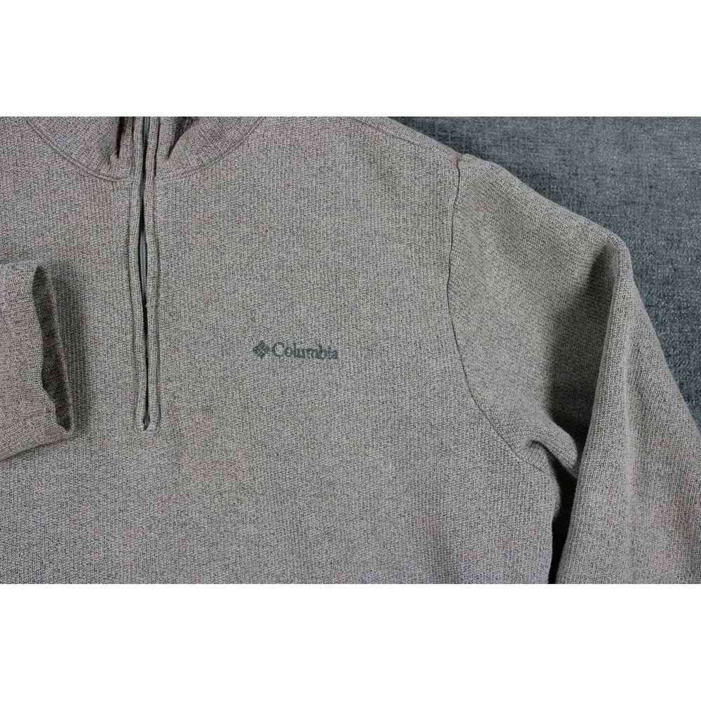 Columbia Mens Gray Quarter Zip Pullover Sweater Heavy Knit Size L RN 69724